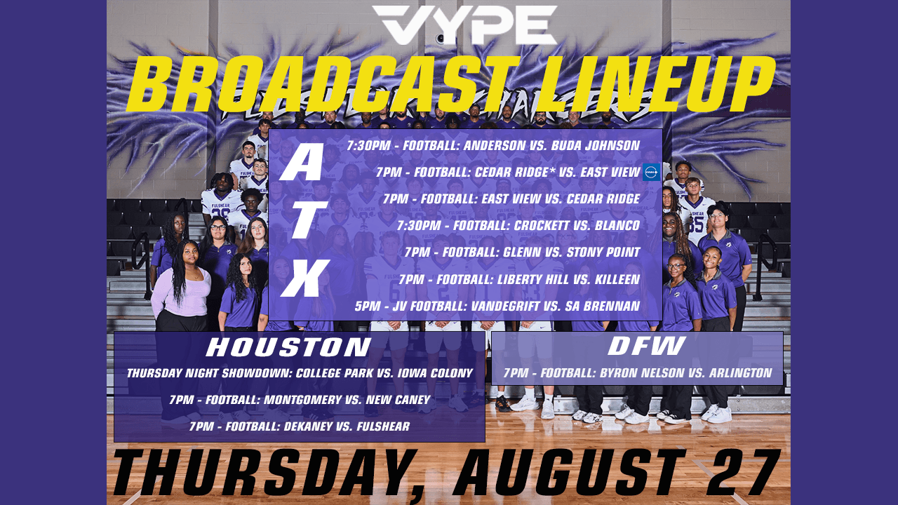 VYPE Live Lineup - Thursday 8/27/26