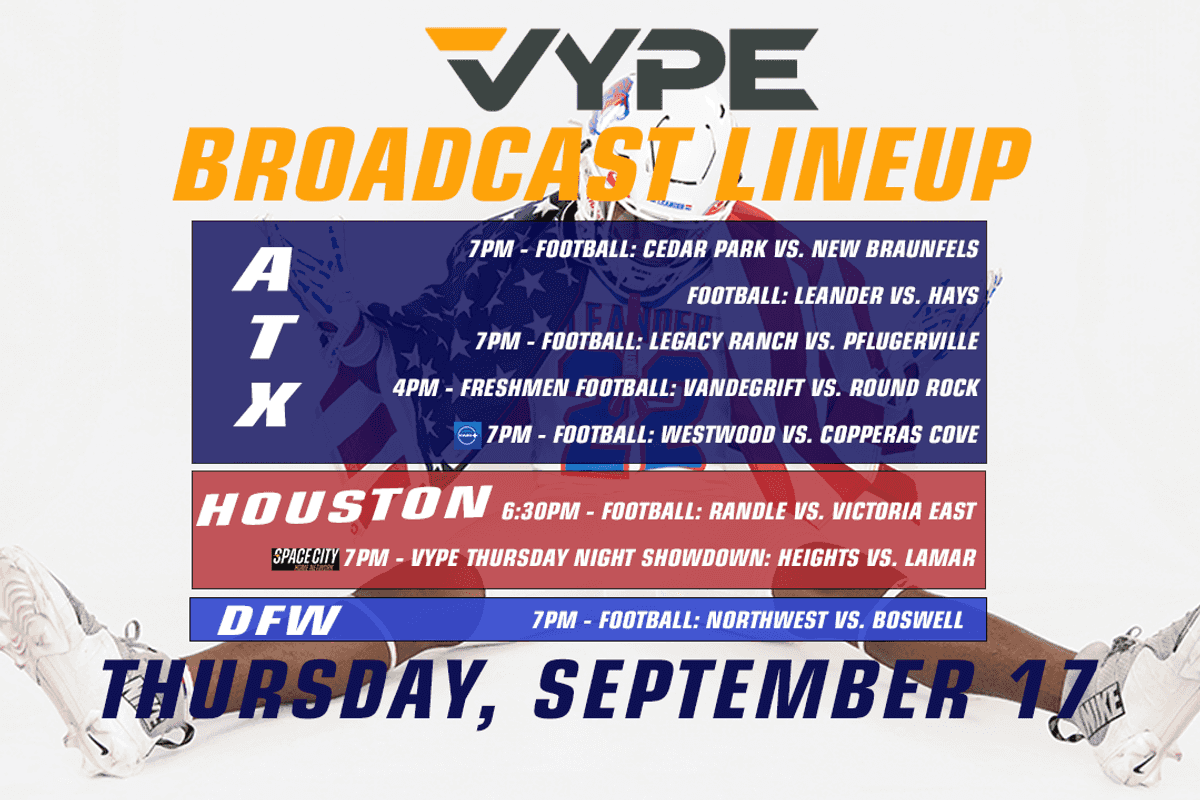 VYPE Live Lineup - Thursday 9/17/26
