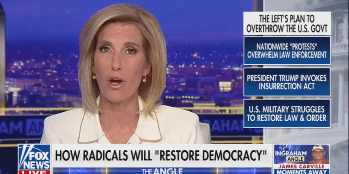 Wut? Frothing Ingraham Warns Of 'Leftist Plot' To 'Overthrow The Government'