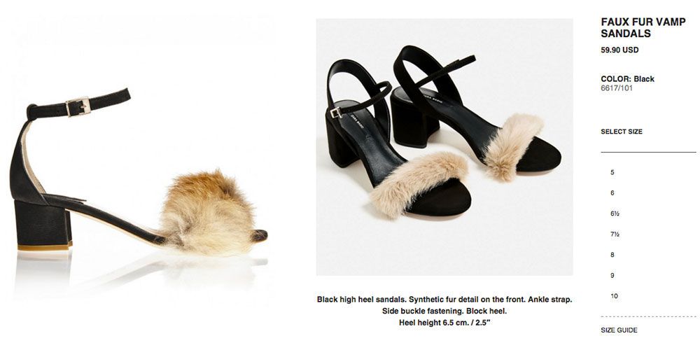 zara fur sandals