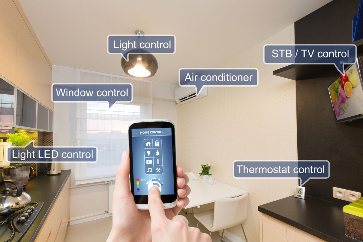 Smartphone controlling his smart home