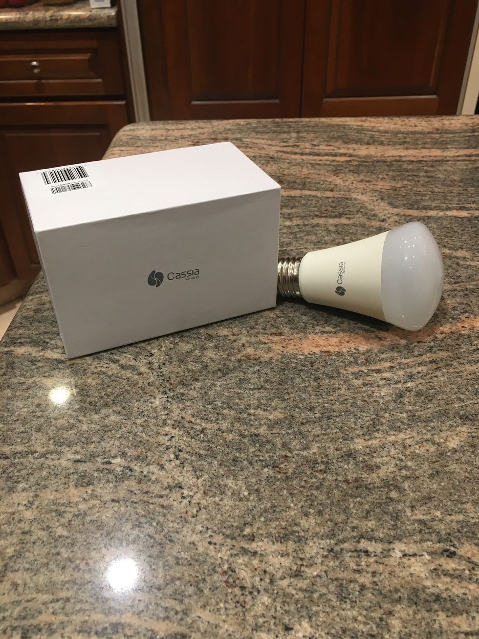a photo of cassia smart LED bulb unboxed