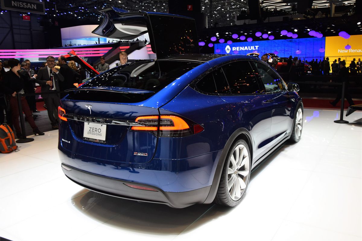 Geneva, Switzerland - March 1st, 2016: The presentation of Tesla Model X - first SUV from this brand. 