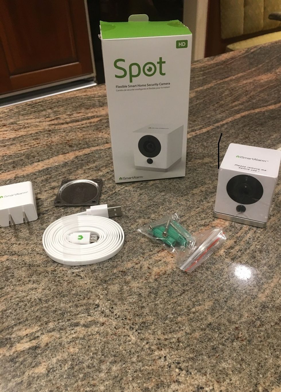 Photo of iSmartAlarm's security camera Spot on a counter.