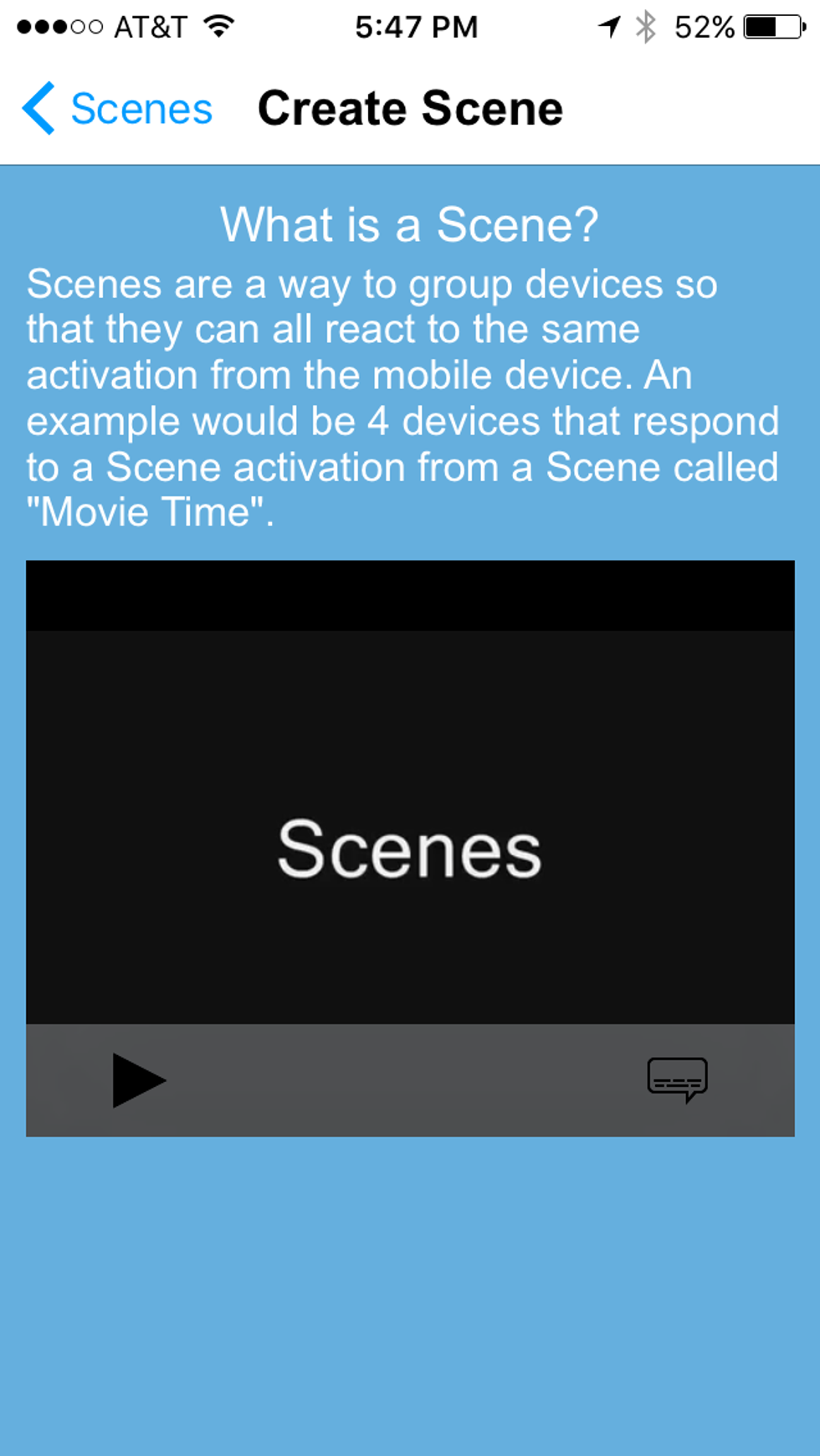a screenshot of create a scene section in the Insteon app