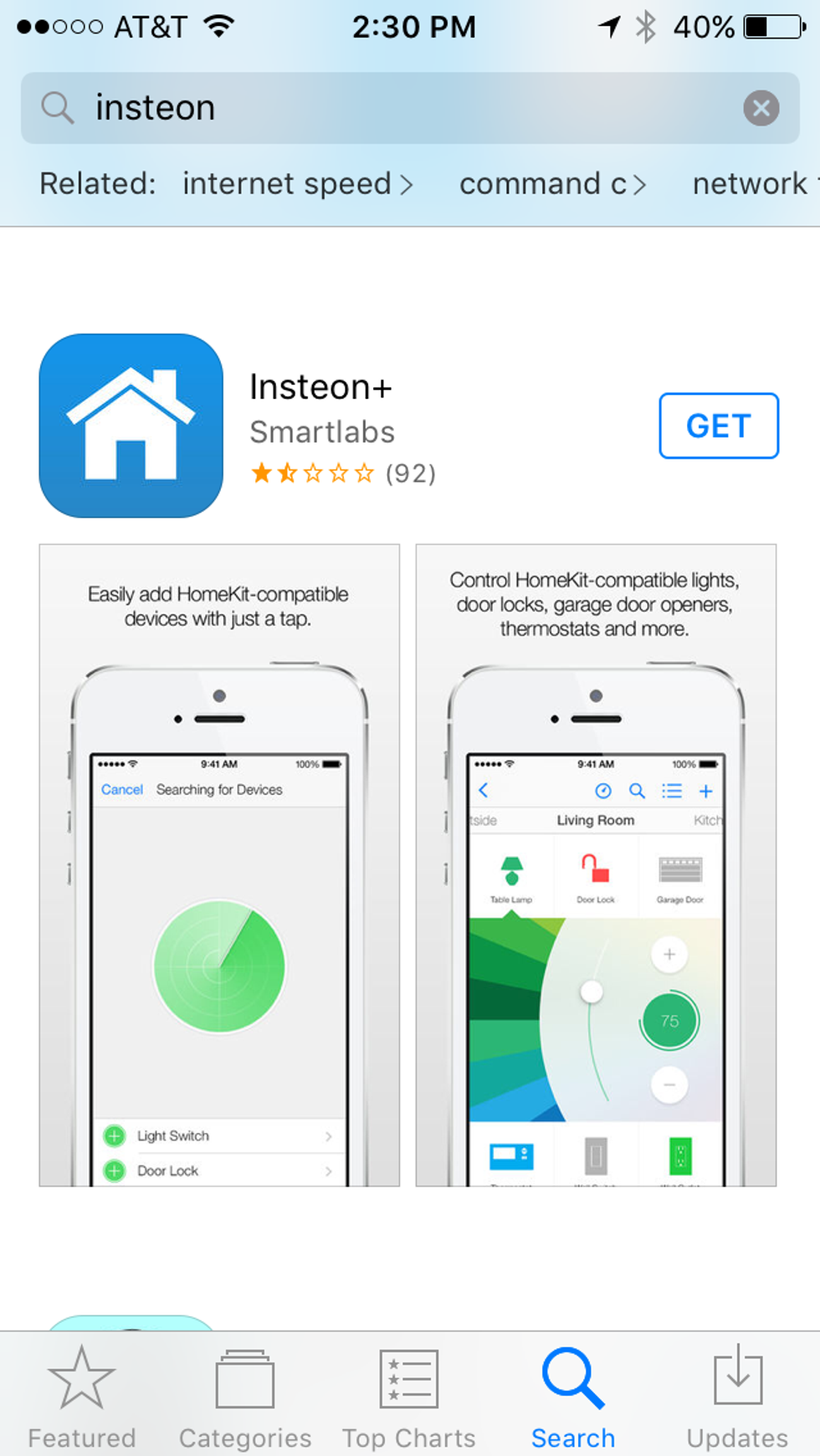 a screenshot of Insteon app in the App store