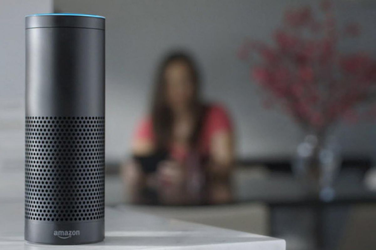 a photo of a Amazon Echo 1st Gen speaker