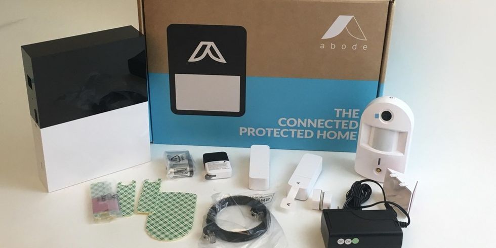 a phot of Abode smart security system unboxed