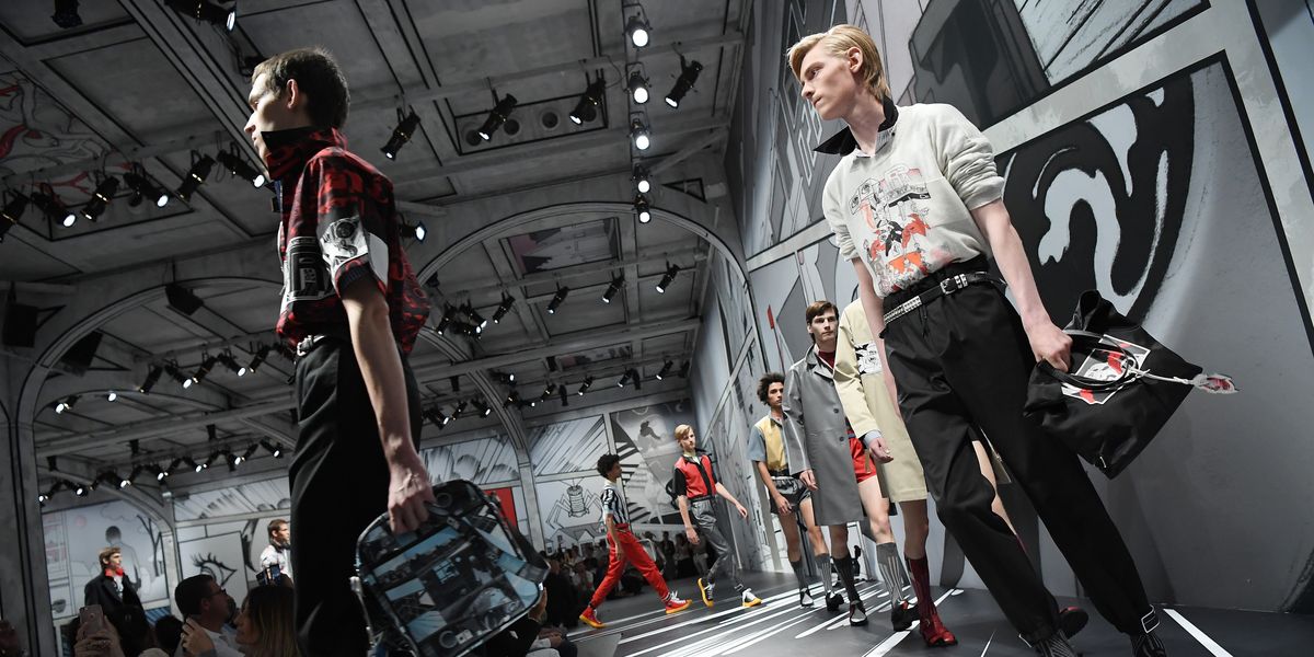 Prada Continues to Rule Milan Men's Fashion Week With a Comic Book-Inspired SS18 Collection