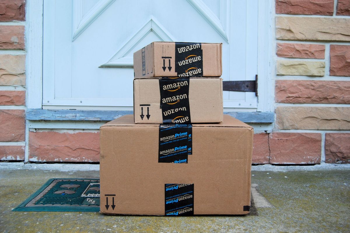 Photo  of Amazon packages on a doorstep in Hagerstown, MD. (iStock by Getty Images)