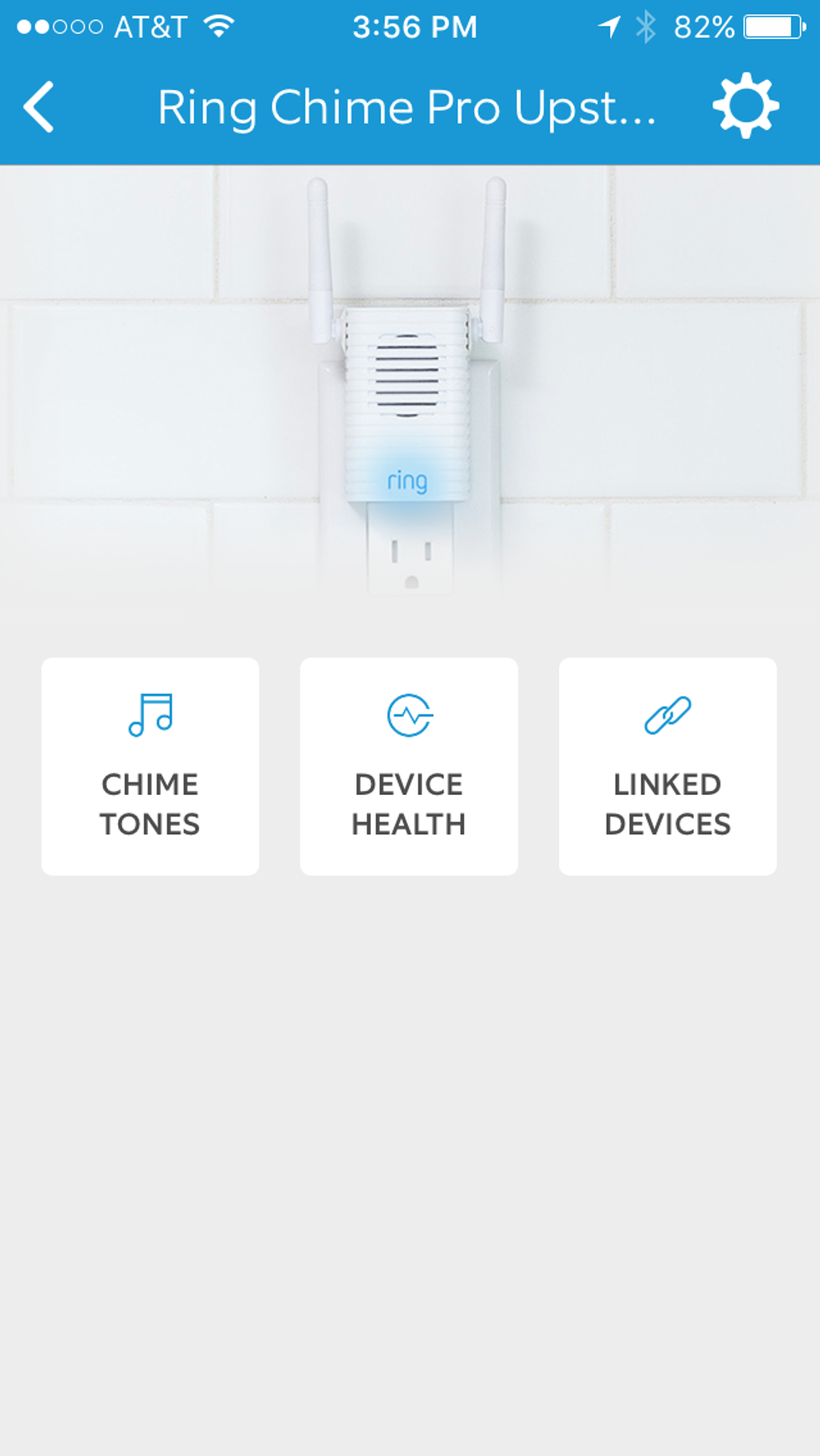 Ring Chime Pro에 대한 Settngs를 보여주는 링 앱 스크린 샷