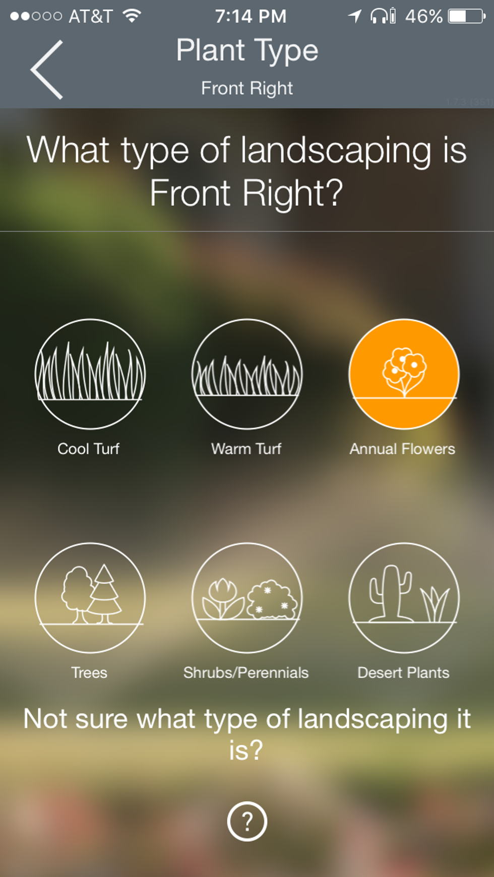 plant type screen in bhyve app
