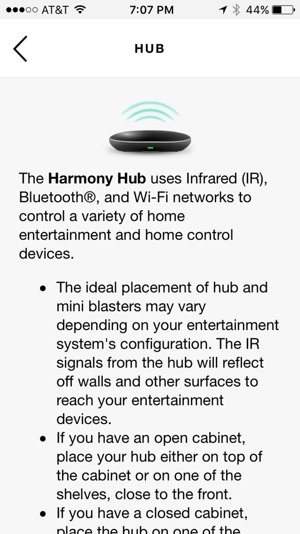 a screenshot of Harmony Hub app