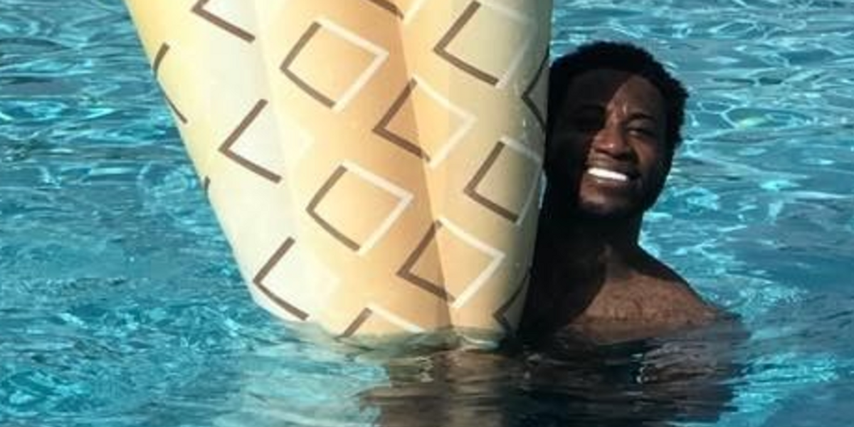 We're All Just Trying To Be As Happy As Gucci Mane With His Giant Guwop Pool Floaty