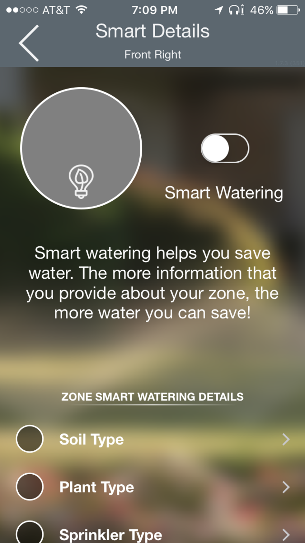 Smart details screen in bhyve app
