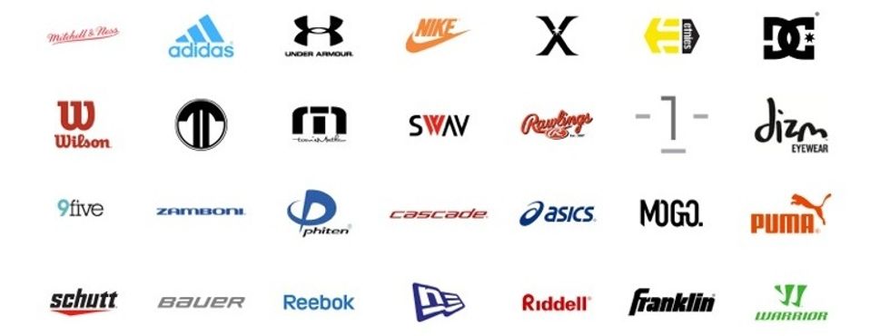 Крупные производители спортивной одежды. Спортивные бренды. Бренды спортивной одежды. Логотипы спортивных брендов. Эмблемы спортивных брендов одежды.