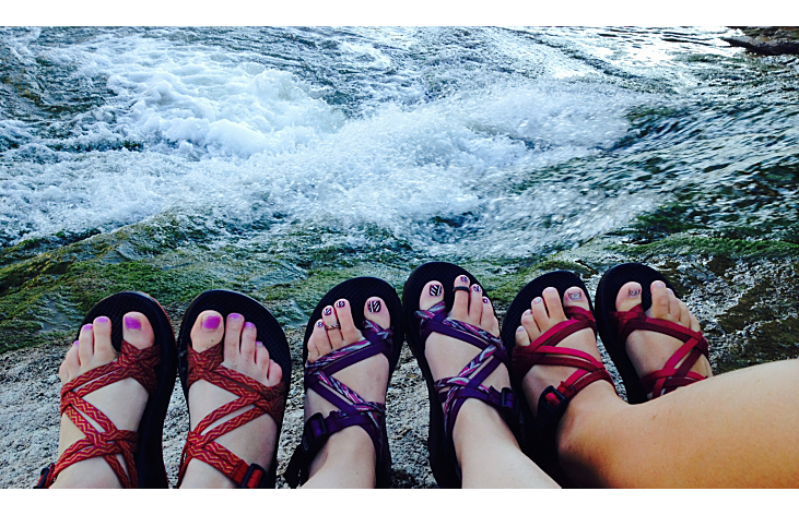 chacos in water