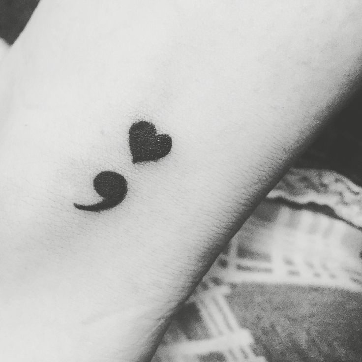 Heart And Semicolon Tattoo On Ankle