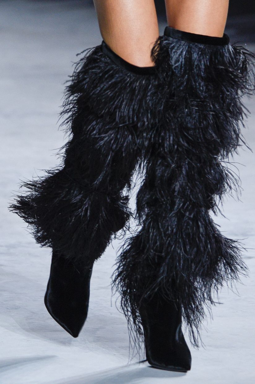 Saint Laurent Yeti Feather Over The Knee Boots