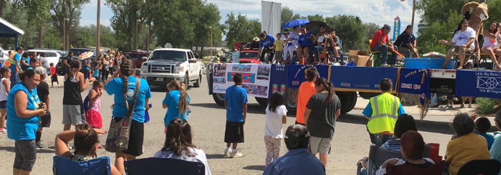 Street parade in Crow Agency, Mont.