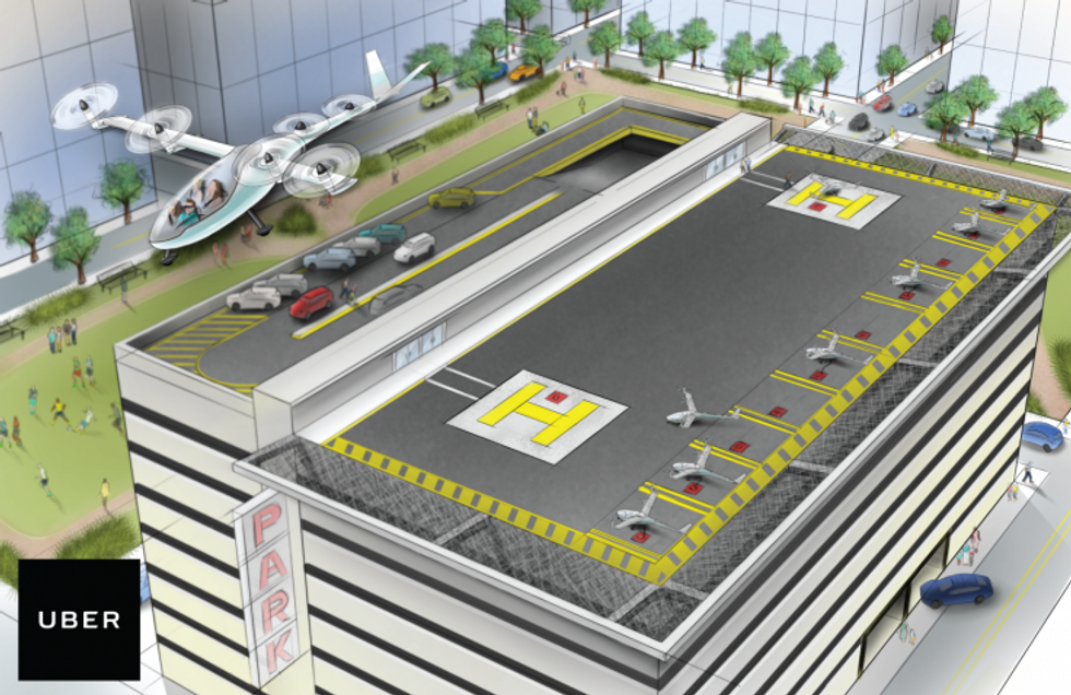 Concept image of Uber Elevate flying taxi service