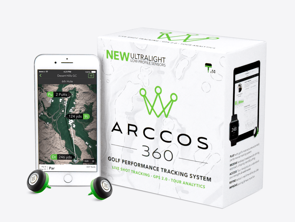 The Arccos 360 package next to a smartphone