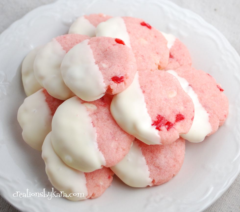 White Chocolate Dipped Cherry Shortbread Cookies My Recipe Magic 8698