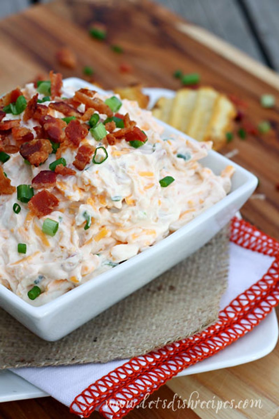 Loaded Baked Potato Dip with Waffle Fries - My Recipe Magic