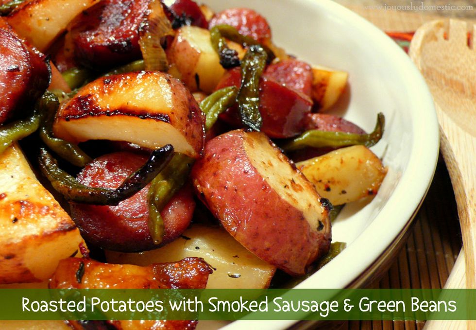 Roasted Potatoes with Smoked Sausage and Green Beans My Recipe Magic