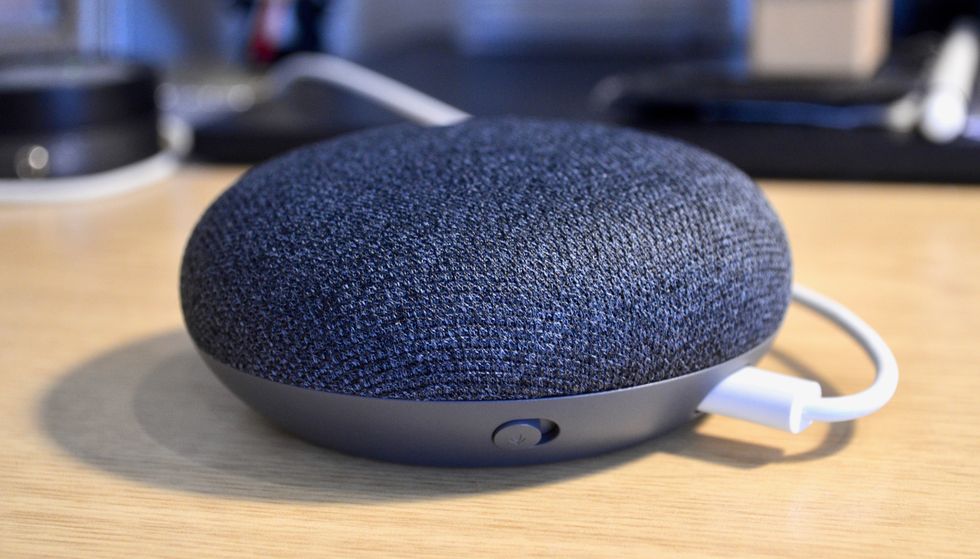 Picture of Google Home Mini on desktop.