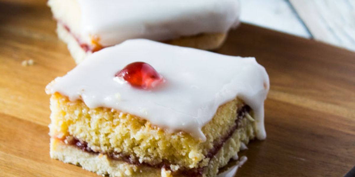 Iced Bakewell Tart Tray Bake My Recipe Magic
