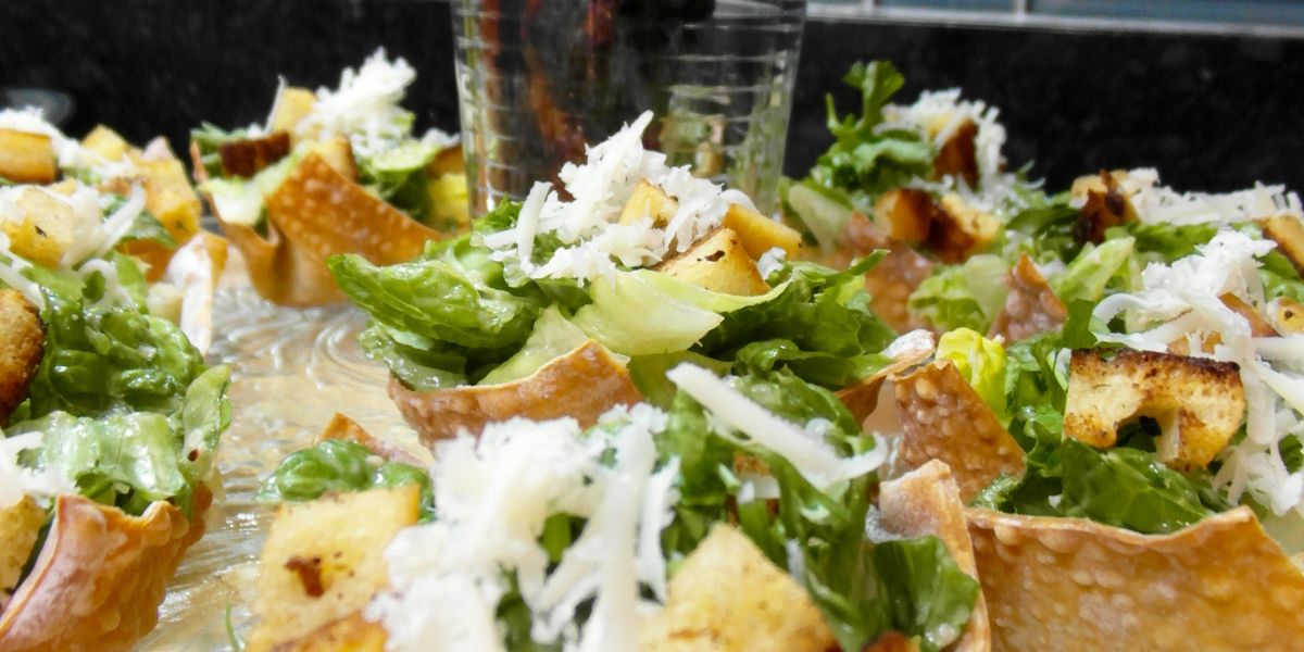 Caesar Salad Wonton Cups