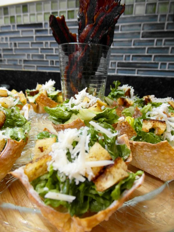 Caesar Salad Wonton Cups