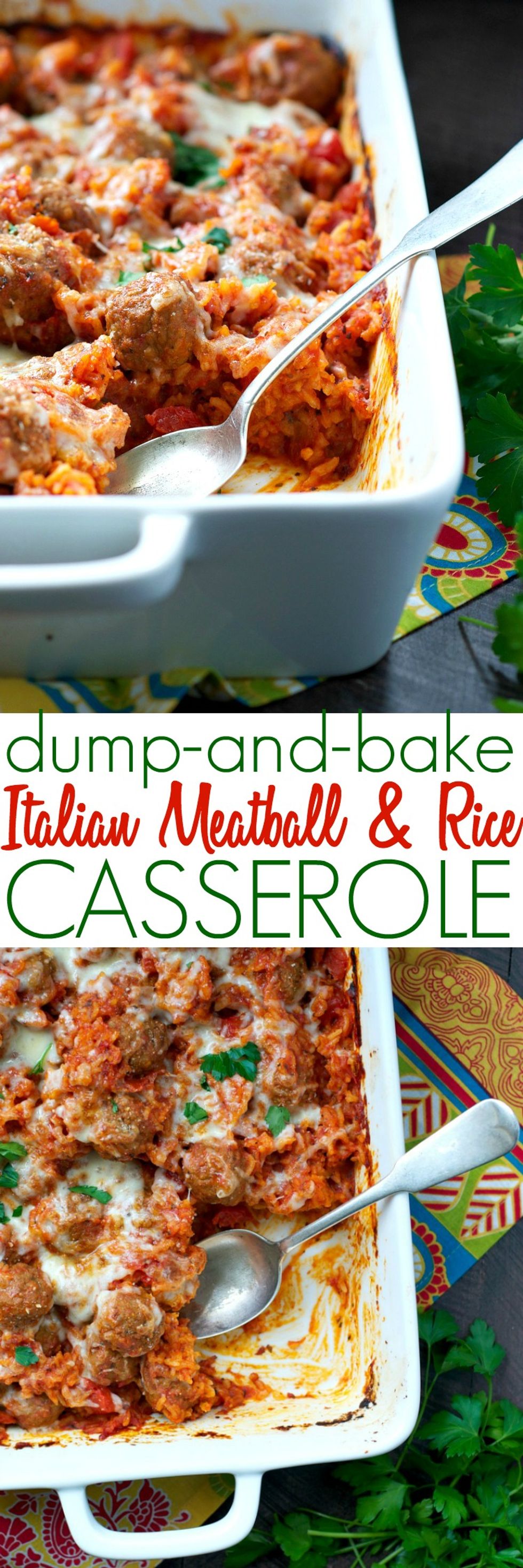 Dump and Bake Italian Meatball and Rice Casserole - My Recipe Magic