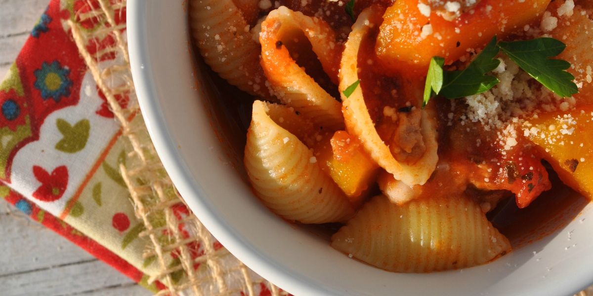 Slow Cooker Marinara Pasta Shells with Sausage and Butternut Squash ...