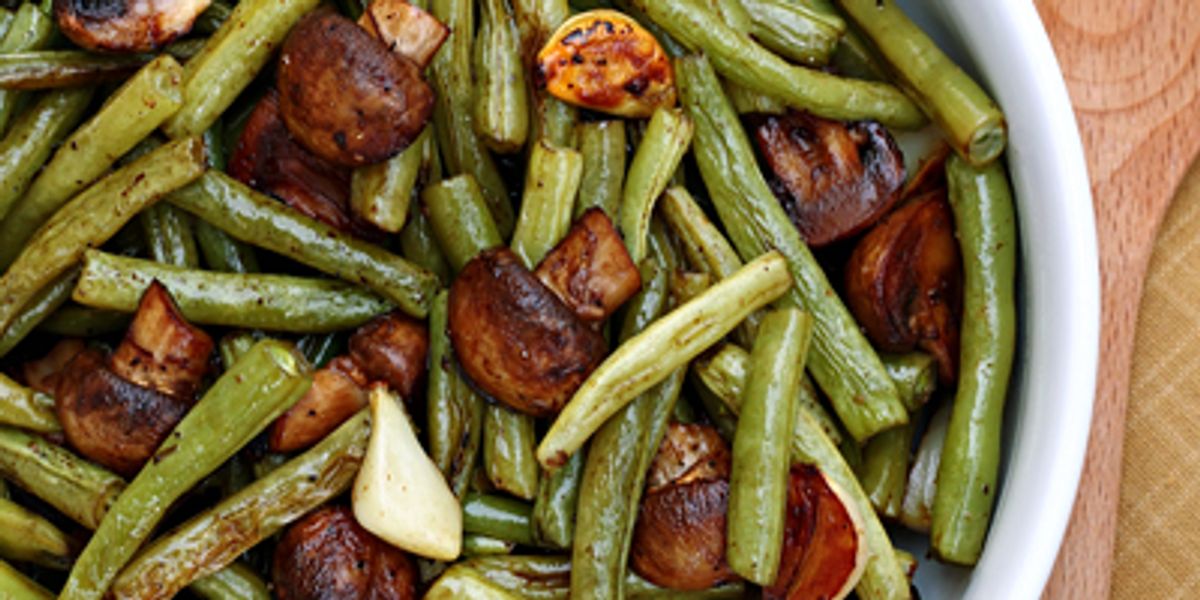 Balsamic Garlic Roasted Green Beans and Mushrooms My Recipe Magic