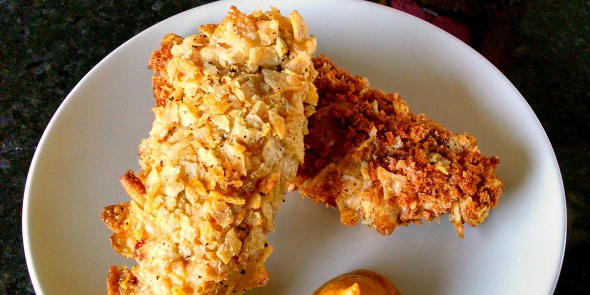 Oven Fried Potato Chip Chicken Tenders - My Recipe Magic
