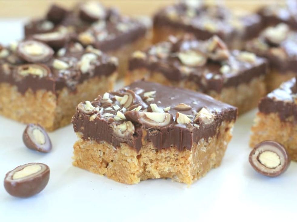 Sea Salted Caramel Almond Chocolate PB Crispy Bars…Whew! My Recipe Magic