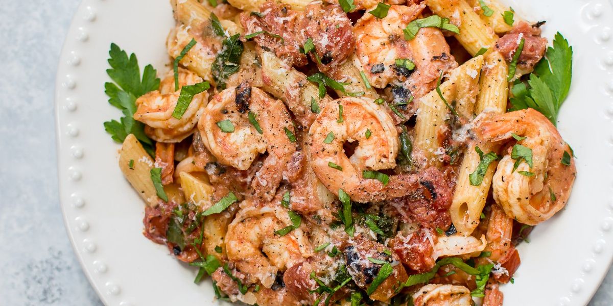 Spicy Shrimp Pasta with a Roasted Tomato Sauce - My Recipe Magic