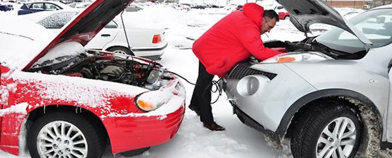 jump starting a car