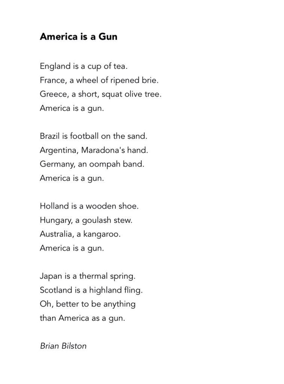 Bioterra America Is A Gun A Poem That Is More Relevant Than Ever