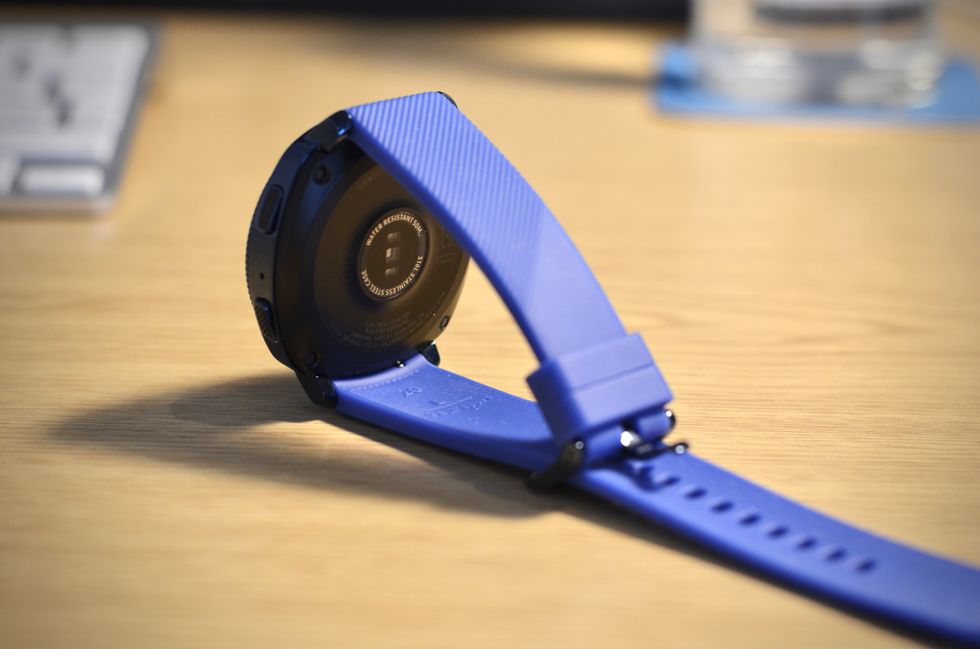 a photo of Samsung Gear Sport smartwatch backside