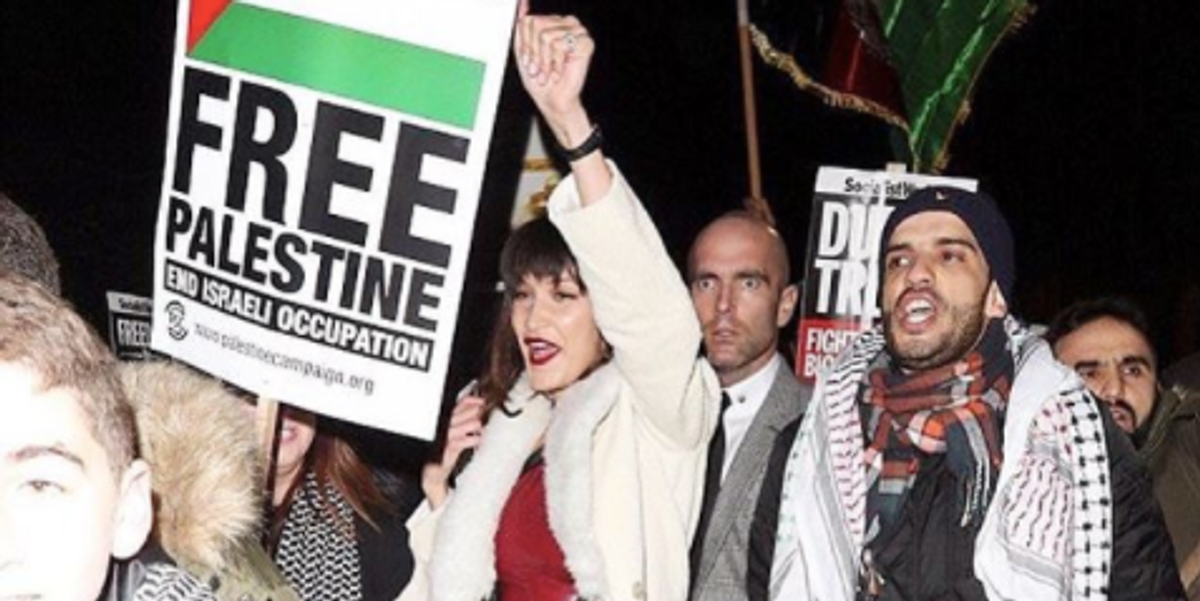 Bella Hadid Attends a Protest for Palestine