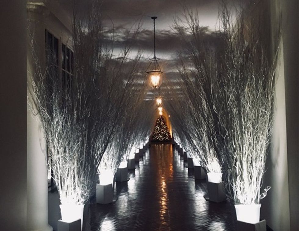 Welcome to Melania Trump's Terrifying German Expressionist Christmas Tree Corridor Of Horror!