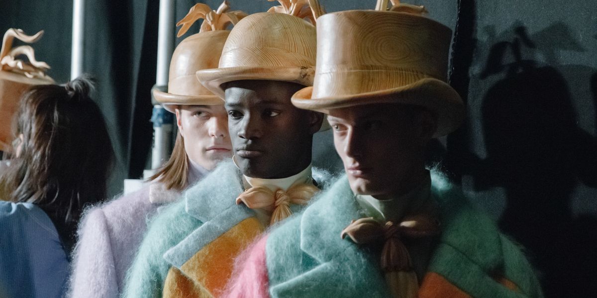 Backstage at London College of Fashion's Colorful Menswear Show