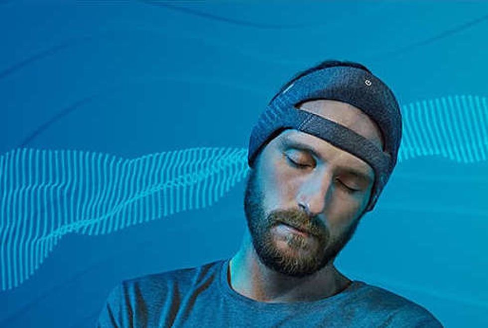 Philips SmartSleep headset on a man sleeping.