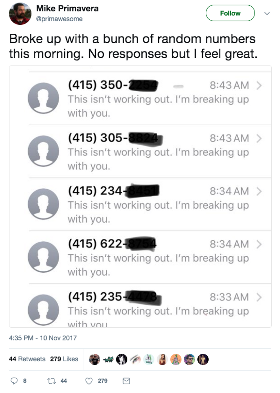 Onwijs READ: Twitter User Breaks Up via Text With Random Phone Numbers PS-29