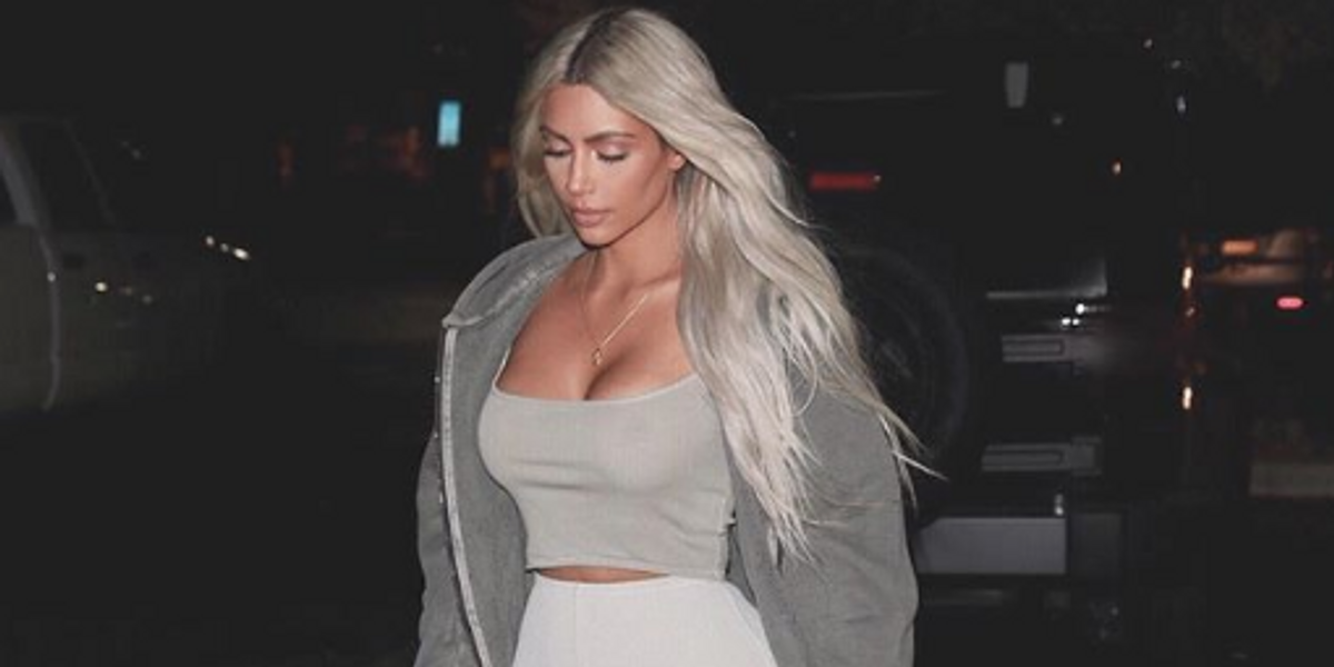 Complete Your Kim Kardashian Klone Look with Her Platinum Blonde Wig