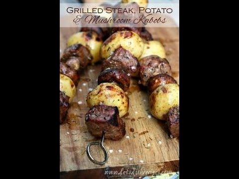 Grilled Steak, Potato & Mushroom Kabobs