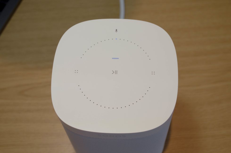A photo of the top of Sonos One Speaker